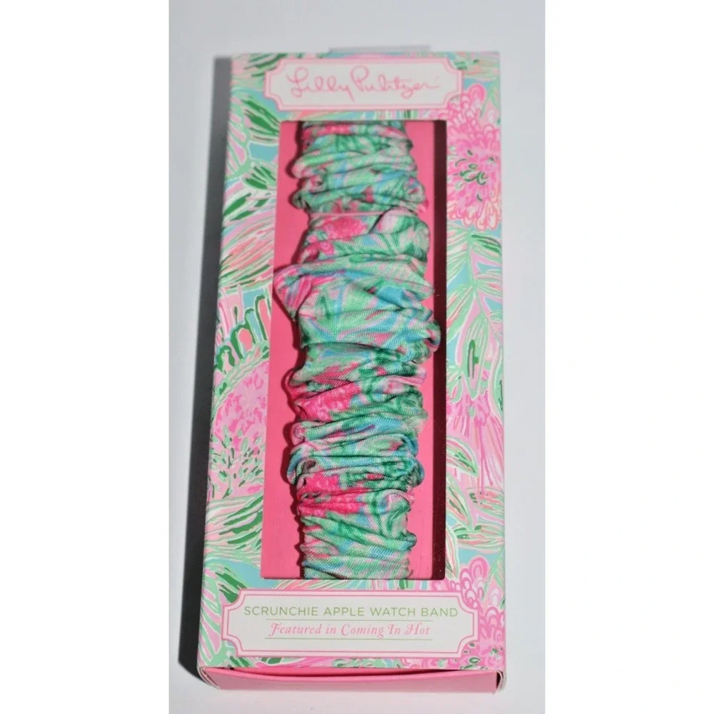LILLY PULITZER Scrunchie Pink Green Blue Apple Watch Band 38 40 mm NEW